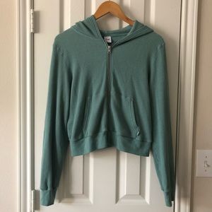 TNA waffle knit cropped zip-up hoodie